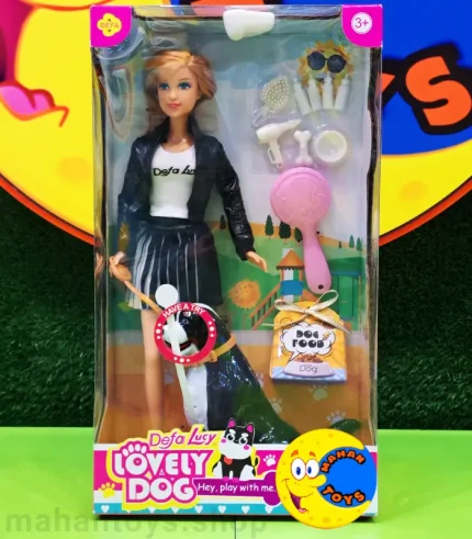 عروسک باربی دختر با سگ Defa Lucy